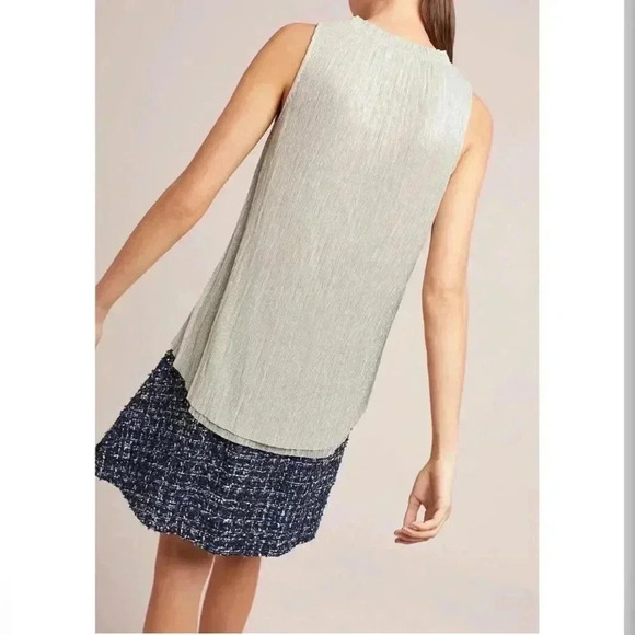 Anthropologie Vanessa Virginia Smocked Metallic Tank Top Women's Tunic NWT - Picture 3 of 6